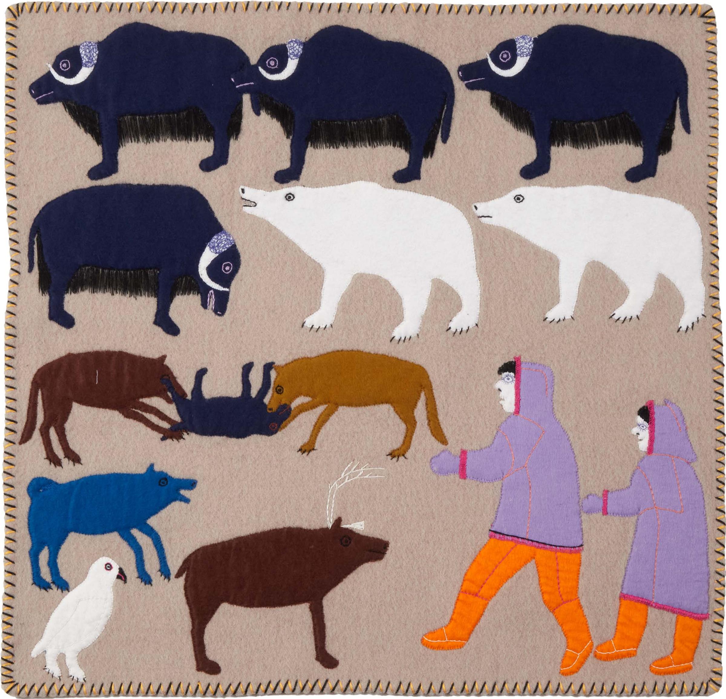 Janet Kigusiuq (1926-2005) - Untitled (Figures And Animals), Ca. 1980