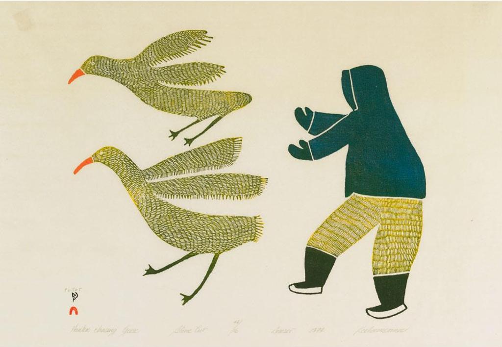 Keeleemeeoomee Samualie (1919-1983) - Hunter Chasing Geese