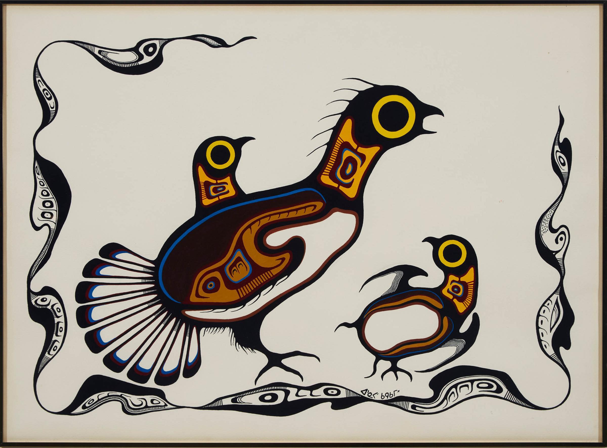 Robert Kakegamic (1944) - Untitled (Mother With Chicks)