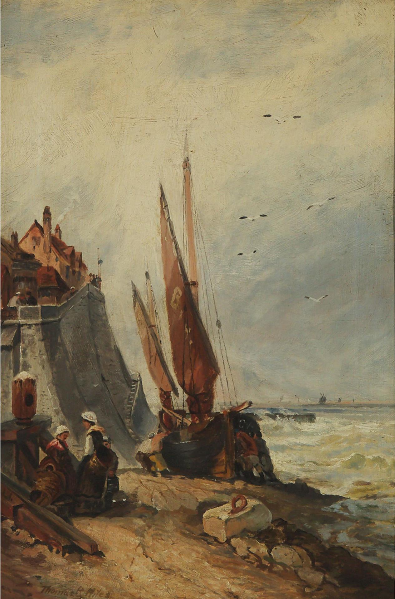 Thomas Rose Miles (1869-1910) - Fisherwomen On The Coast With Beached Boat