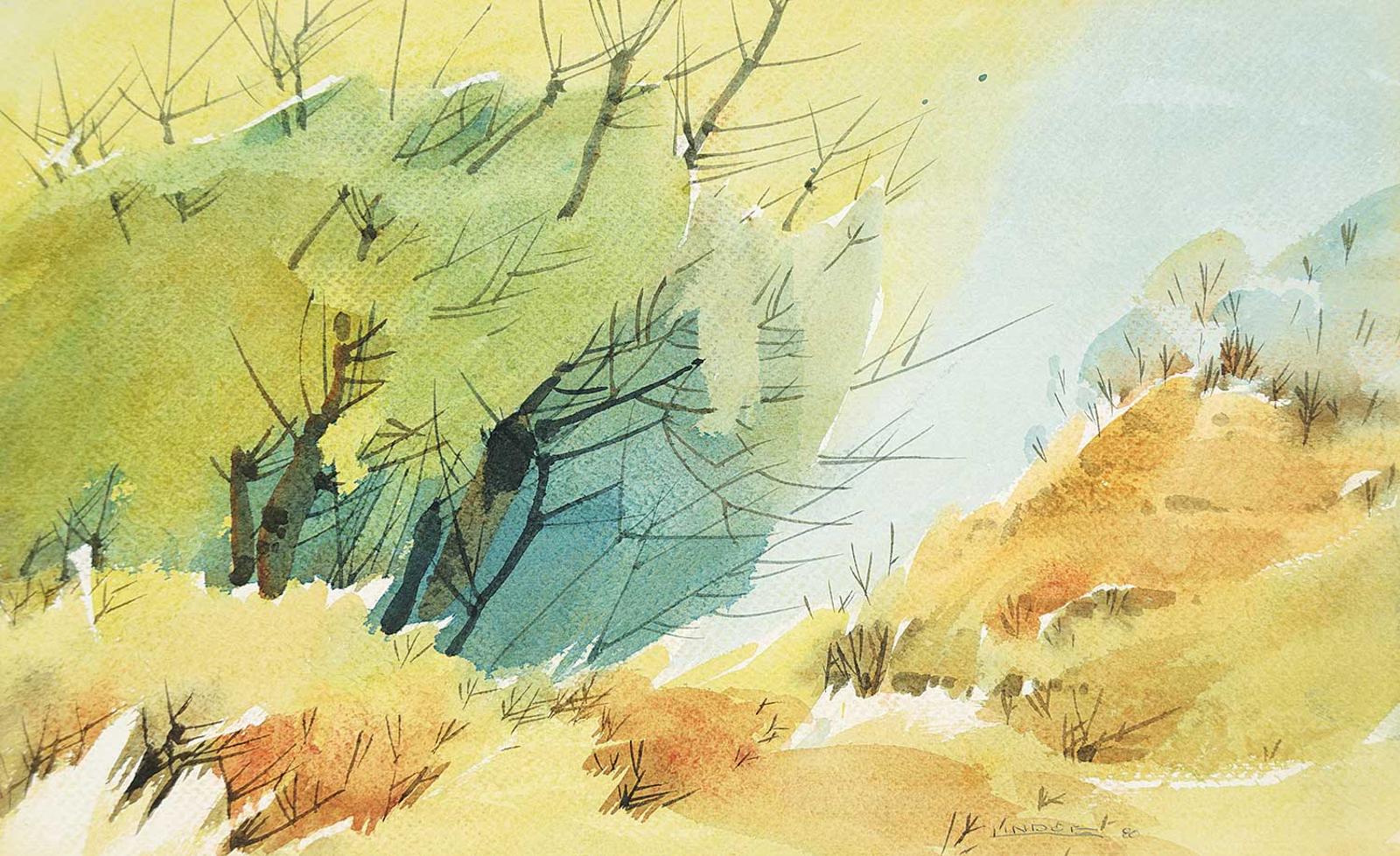Luke Orton Lindoe (1913-1998) - Untitled - Windswept Willows
