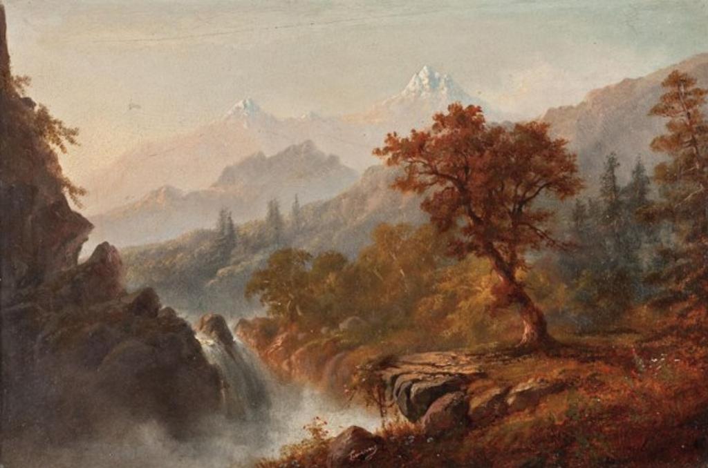 Alexander Francois Loemans (1816-1898) - Alpine Waterfall