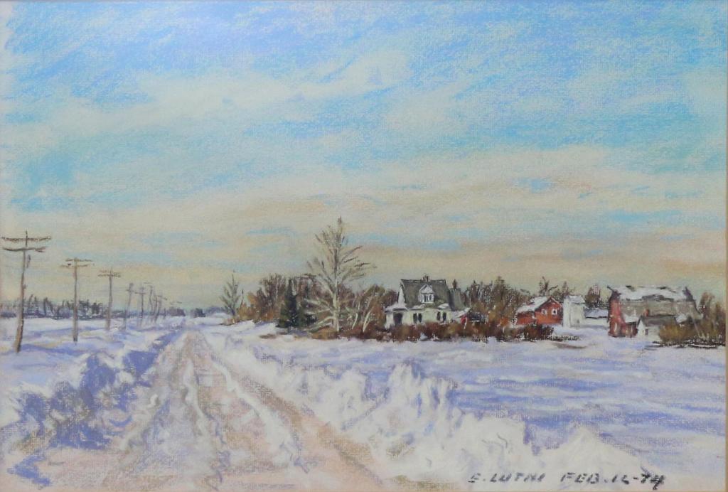Ernest (Ernie) Luthi (1906-1983) - Winter In A Prairie Town; 1974