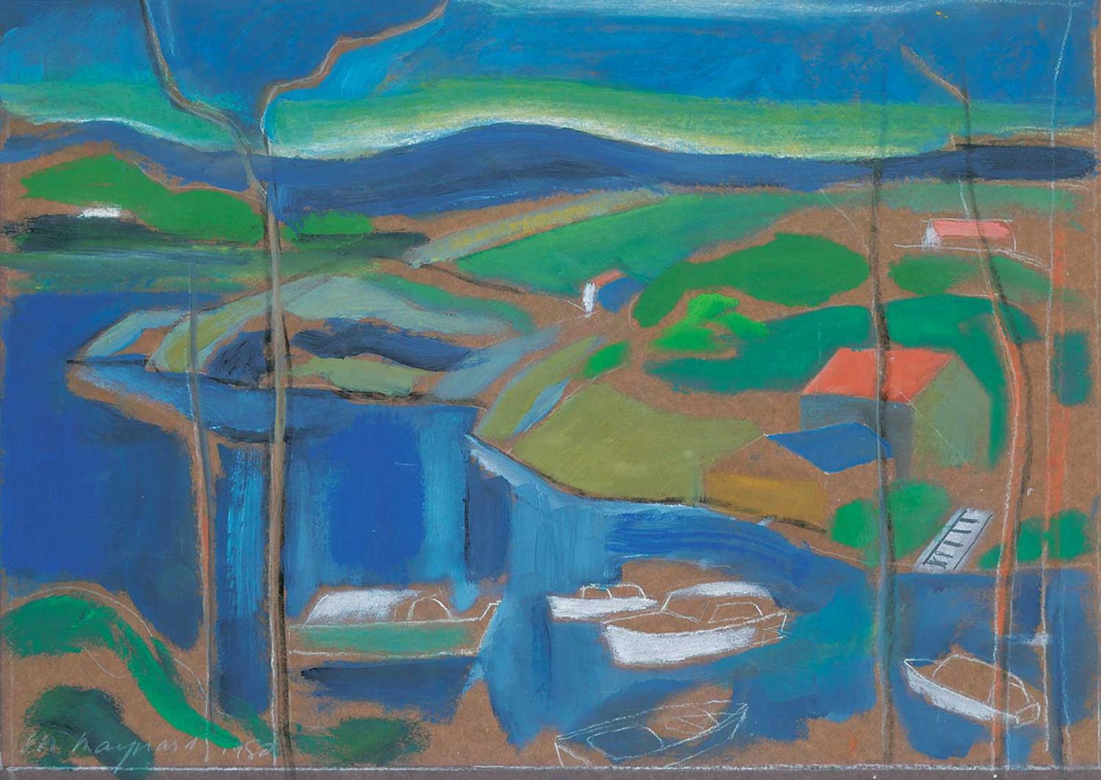 Max Singleton Maynard (1903-1982) - Boats and Red Roofs, The Gorge