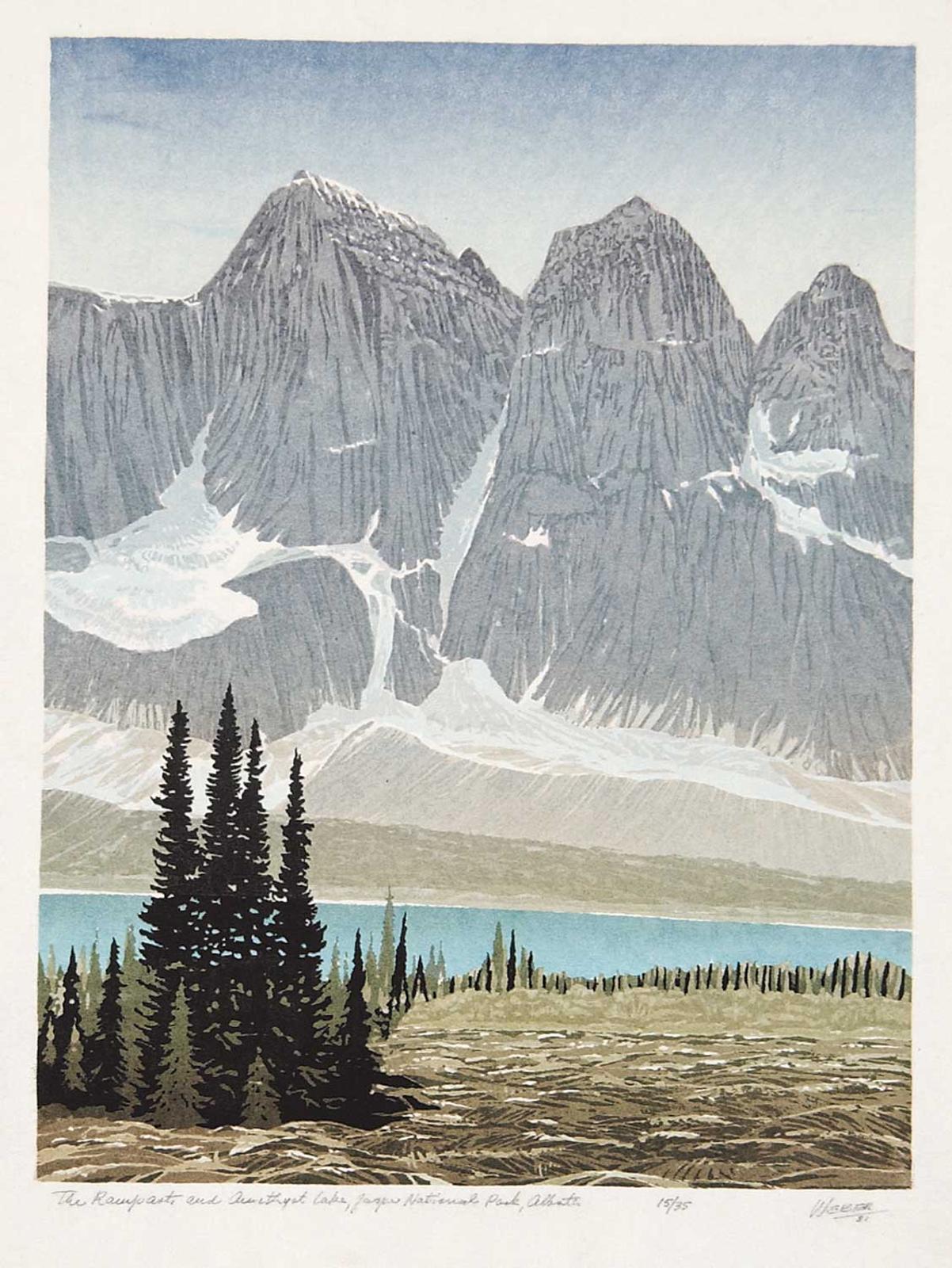 George Weber (1907-2002) - The Ramparts and Amethyst Lake, Jasper National Park, Alberta  #15/35