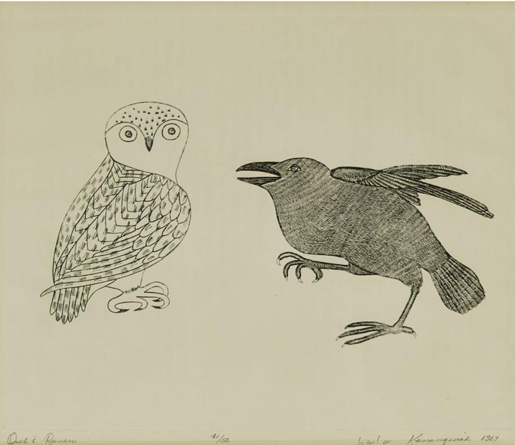 Kananginak Pootoogook (1935-2010) - Owl And Raven