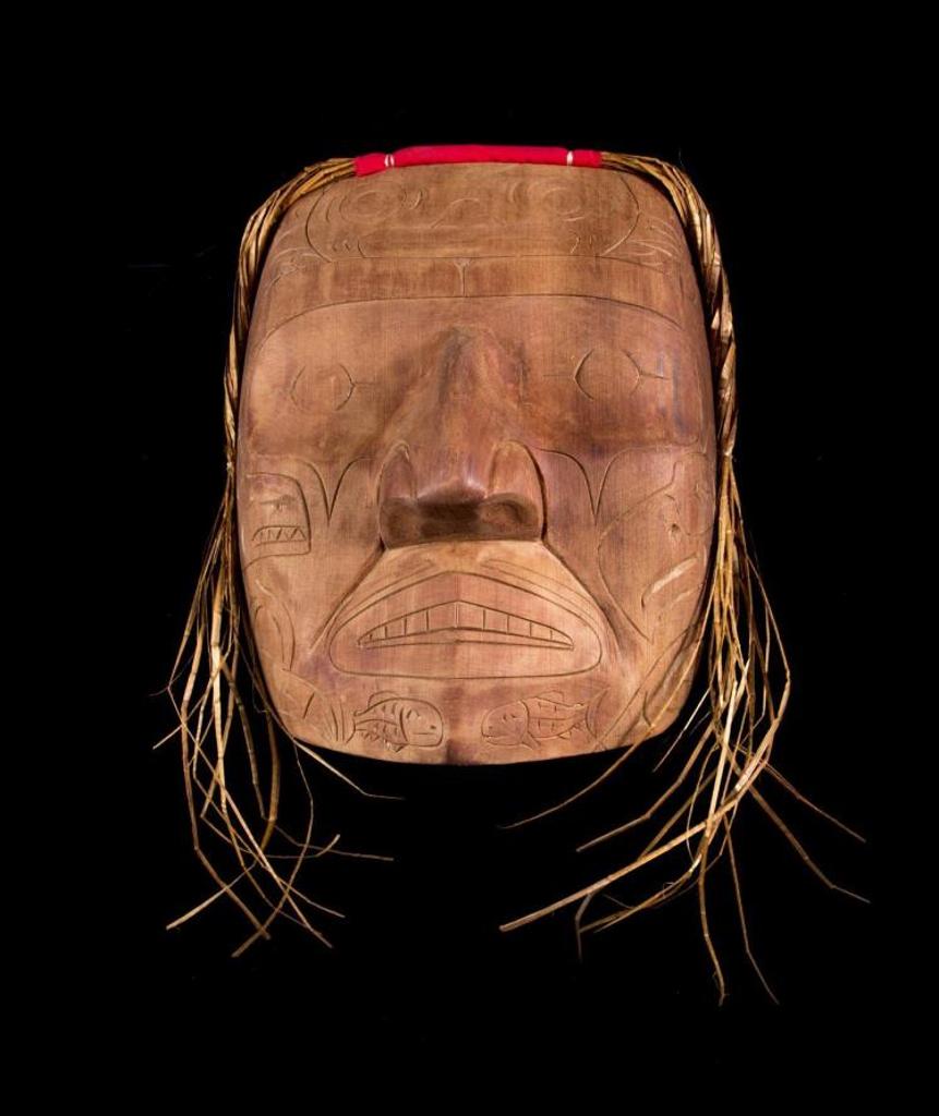 George Price - a carved red cedar Nature mask with cedar strip hair