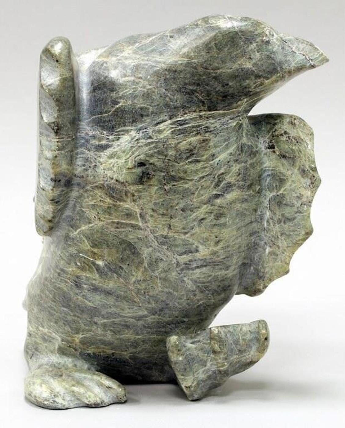 Enook Manomie (1941-2006) - Mottled grey stone carving of a Dancing Bird