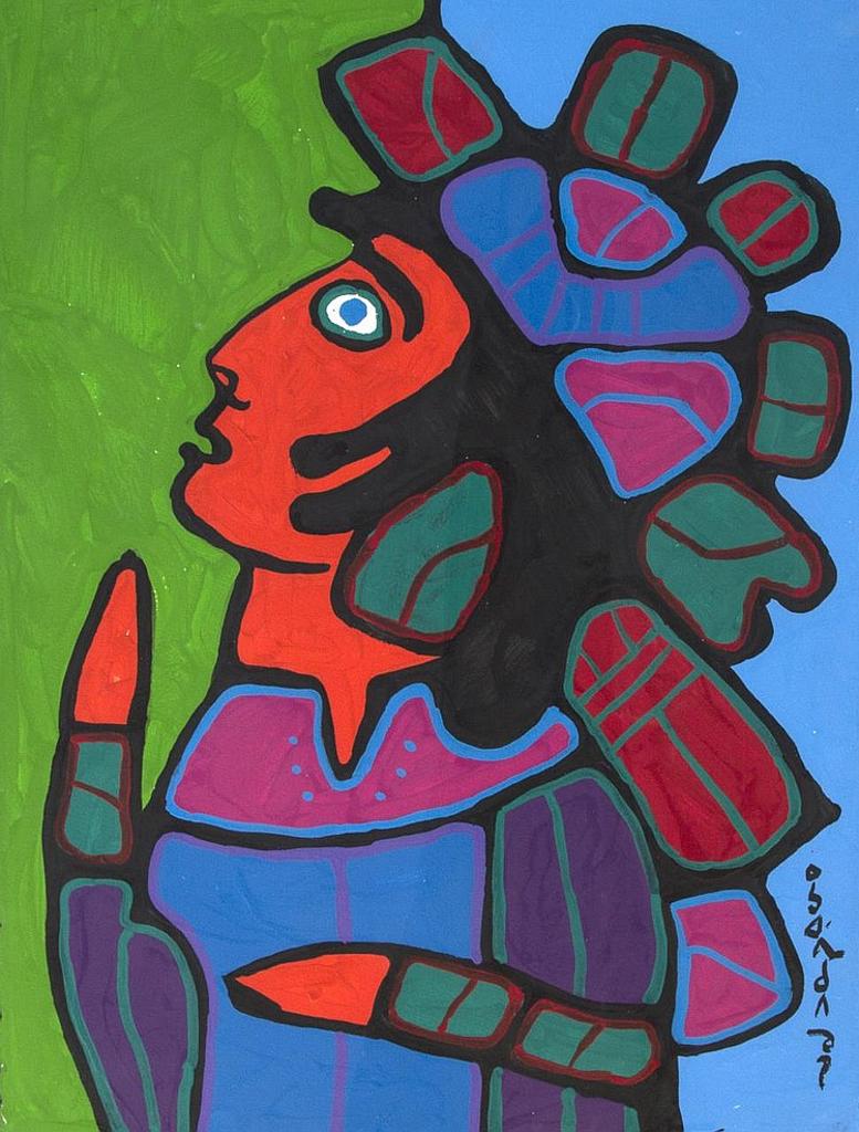 Norval H. Morrisseau (1931-2007) - Warrior with Turtleshell Headress