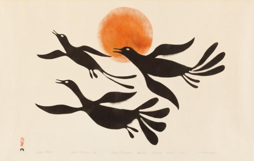 Kenojuak Ashevak (1927-2013) - Arctic Terns, 1960 (Dorset Series), stencil, 1/50, 15 x 23 in, 38.1 x 58.4 cm sight, 24 x 29.5 in, 61 x 75 cm framed