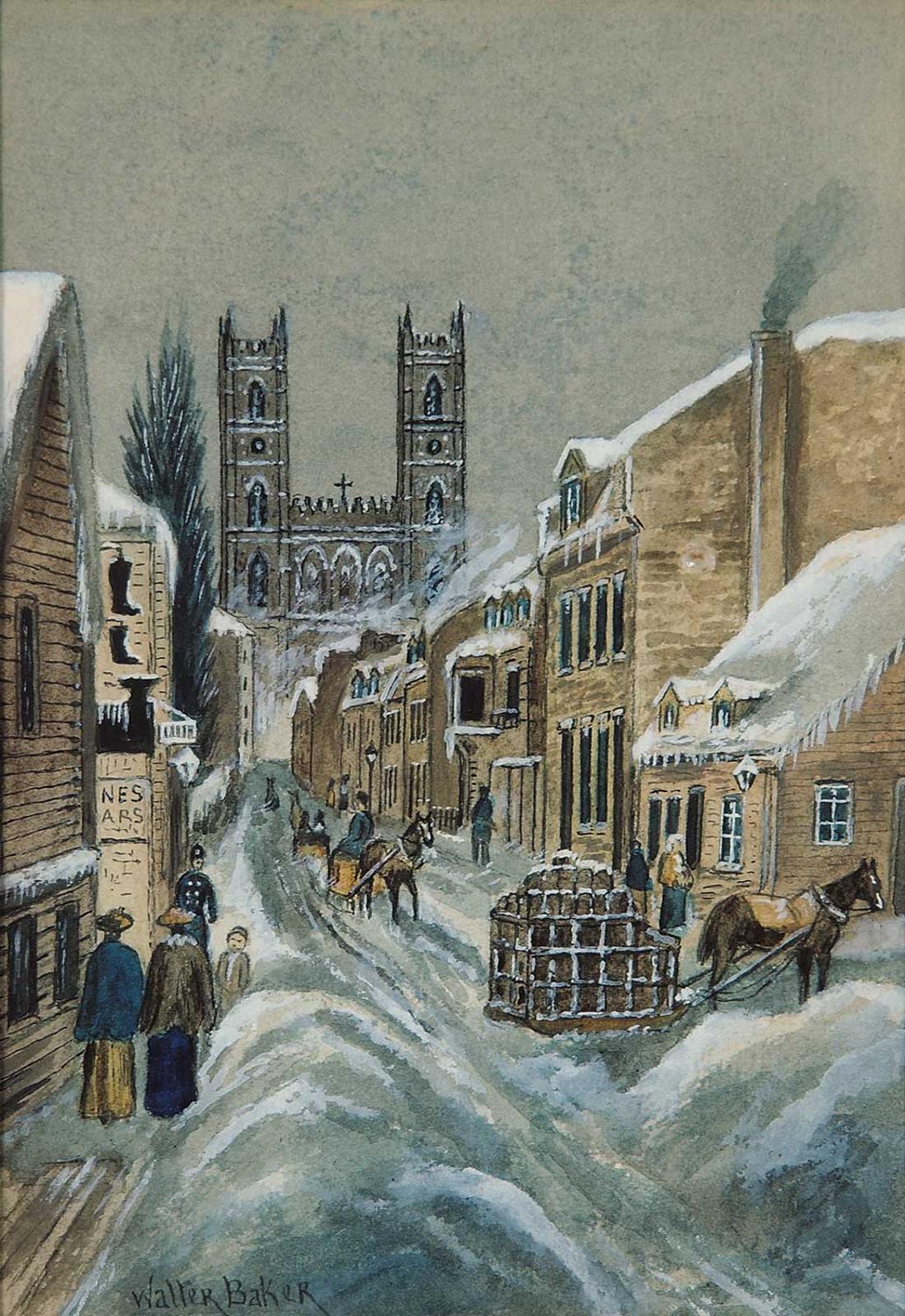 Walter Baker (1859-1912) - Untitled - Main Street in Winter