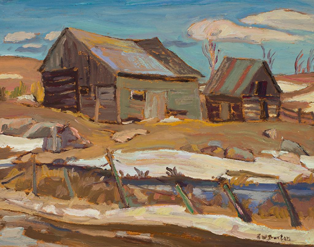 Ralph Wallace Burton (1905-1983) - Old Barns near Cheneville, Que.