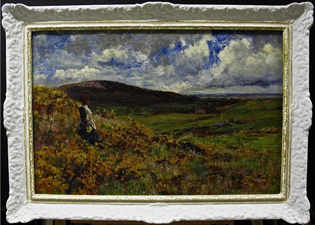 Joshua Anderson Hague (1850-1916) - Girl Overlooking A Meadow