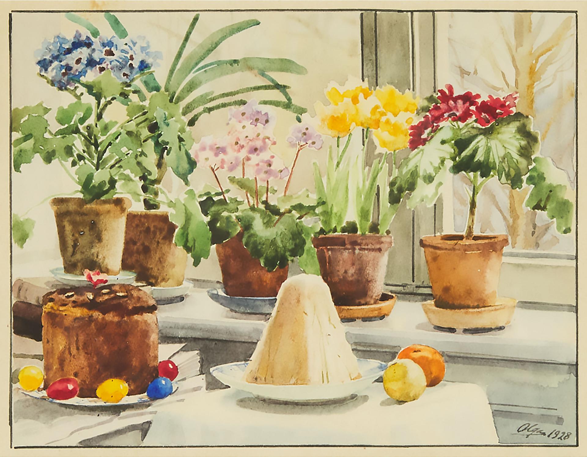 Grand Duchess Olga Alexandrovna (1882-1960) - Potted Plants On A Windowsill, 1928