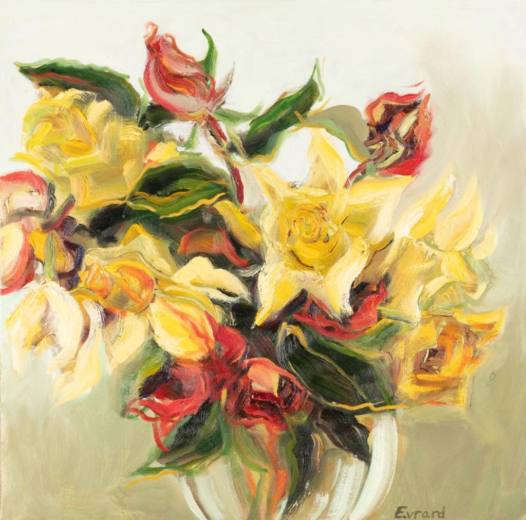 Jamie Evrard (1949) - Six Yellow Roses on Sage
