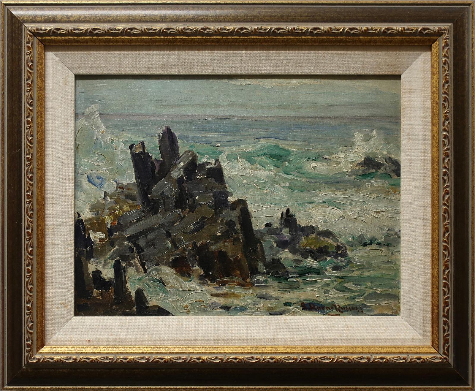 George Horne Russell (1861-1933) - Rocks And Breaking Surf