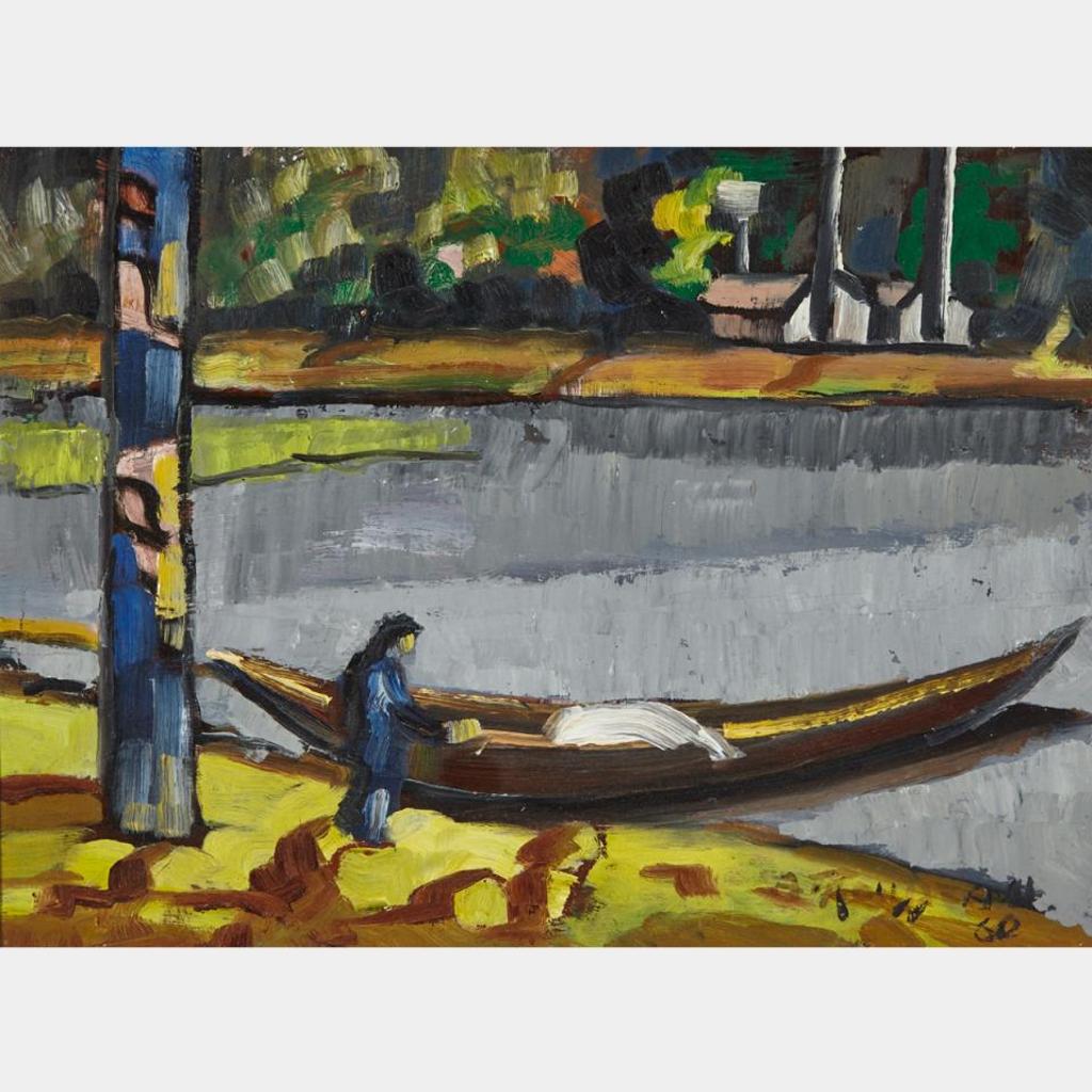 Albert Rousseau (1908-1982) - Totem Pole, Canoe And Figure