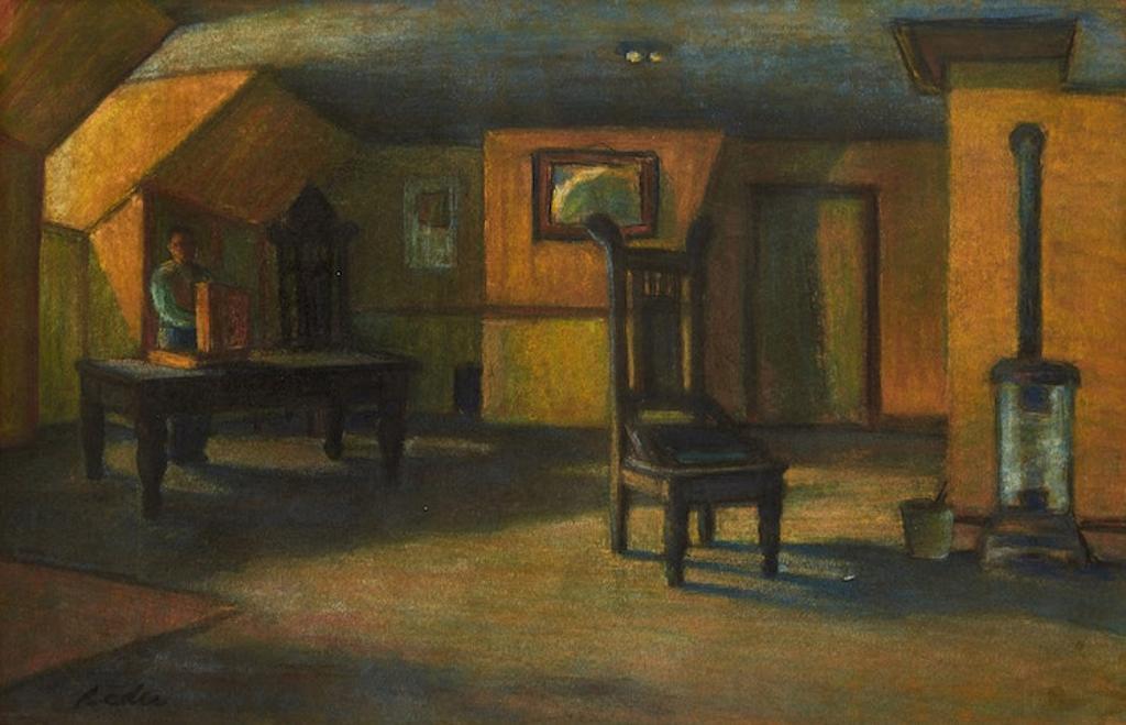 Jack Beder (1910-1987) - Interior with Figure