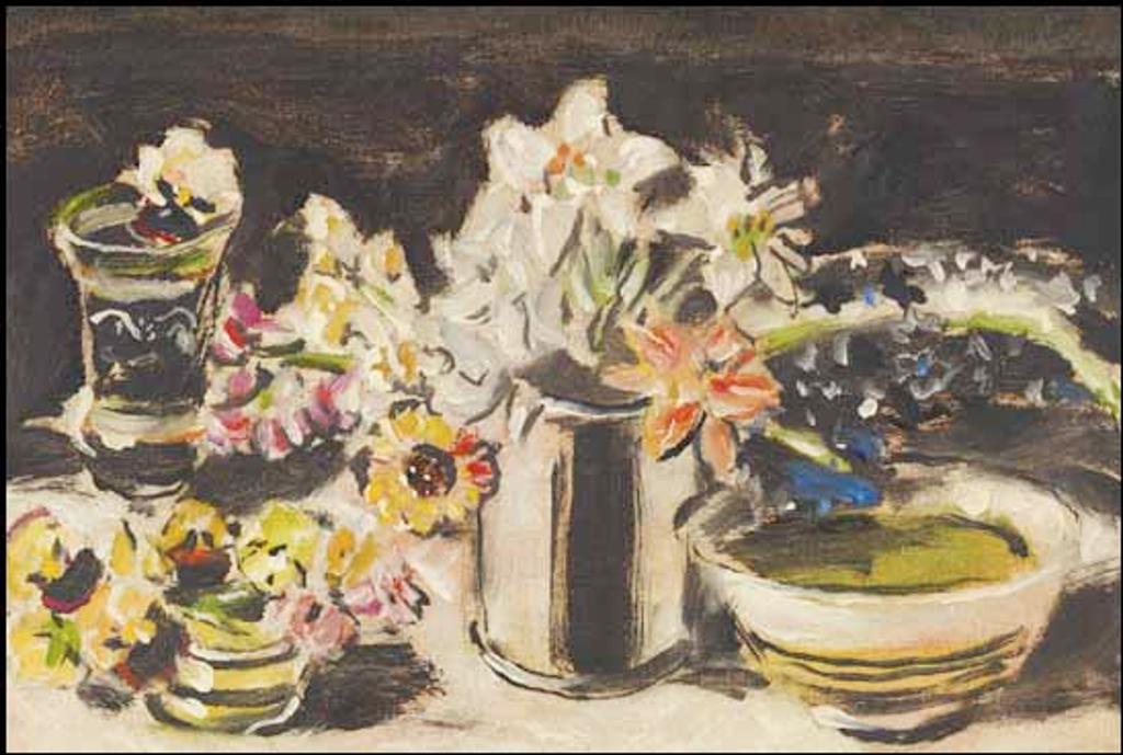 David Browne Milne (1882-1953) - A Few Pansies and Delphiniums III
