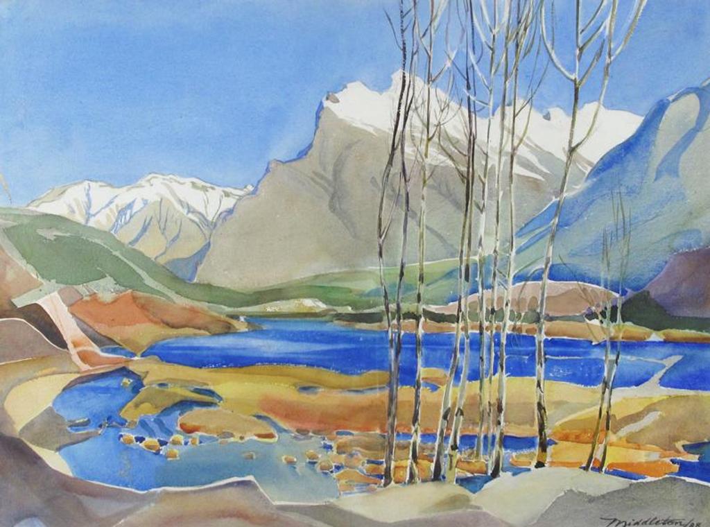 Janet (Holly) B. Middleton (1922-1989) - Autumn Grasses, Mt. Rundle (Canadian Rockies Series); 1988
