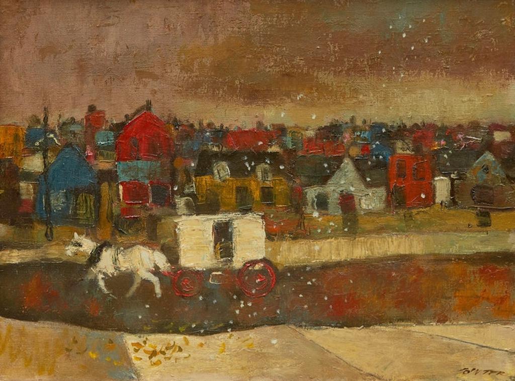 William Arthur Winter (1909-1996) - Street Scene with White Horse and Carriage
