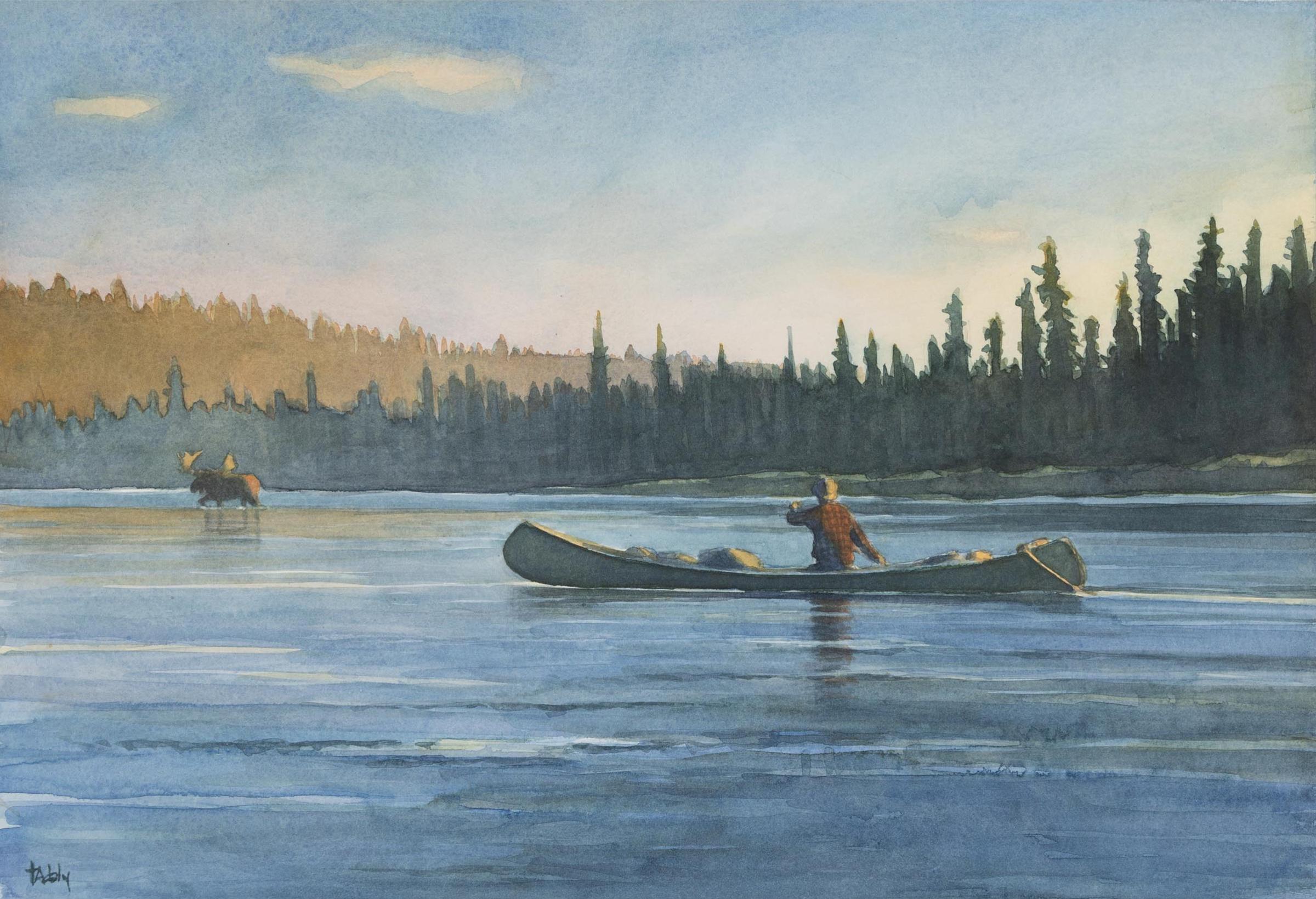 Thomas Aquinas Daly - Canoe And Moose