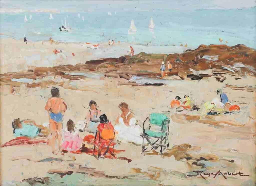 Rene Aubert (1894-1977) - Beach scene