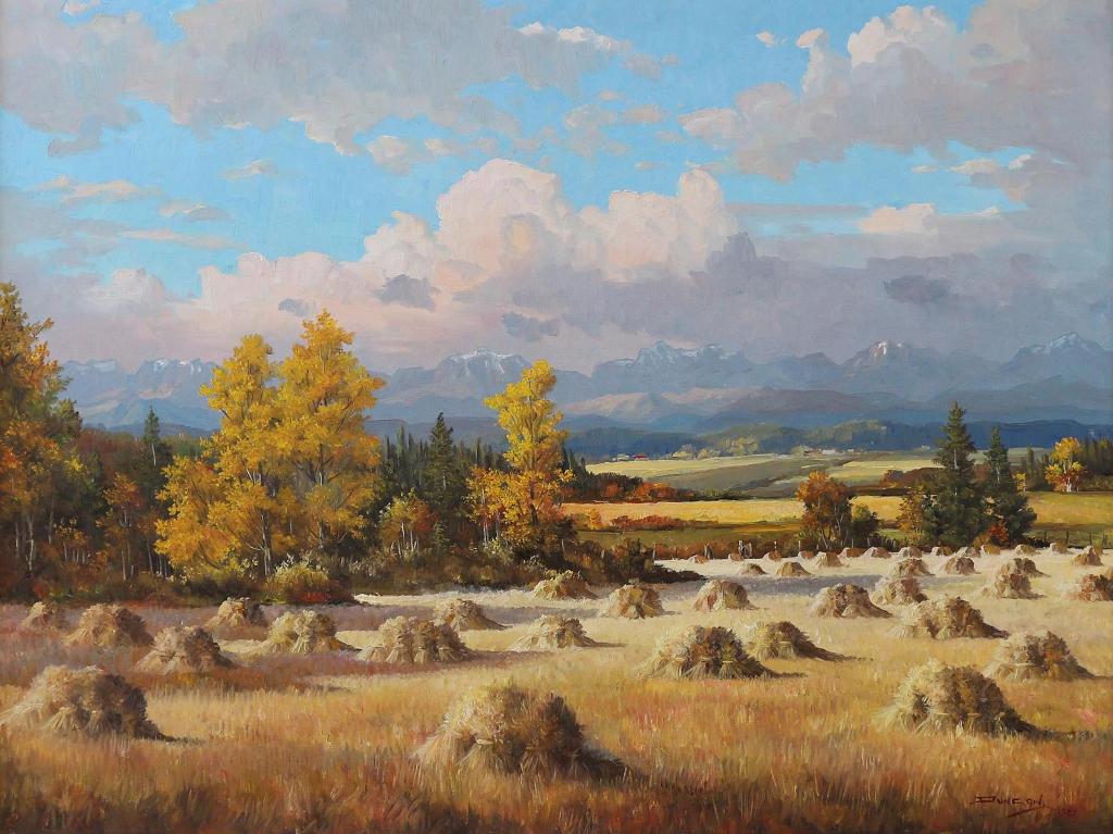 Duncan Mackinnon Crockford (1922-1991) - Grain Stooks, Dewinton Valley, Alberta; 1987