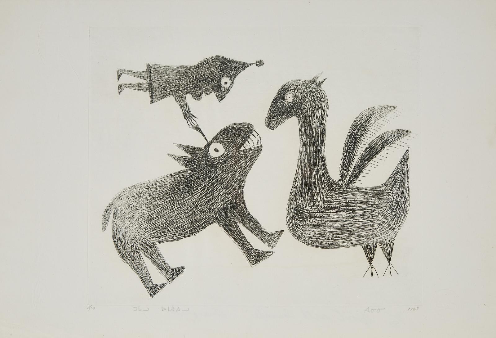 Kananginak Pootoogook (1935-2010) - Spirit With Animals