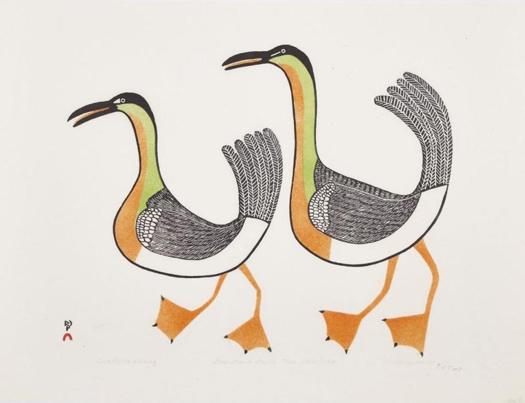 Eliyakota Samualie (1939-1987) - Nesting Birds; Two Birds Walking