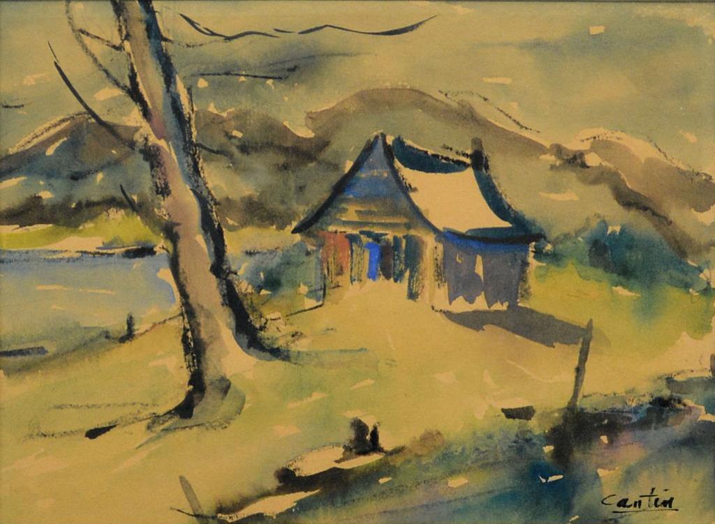 Roger Cantin (1930) - Blue House and a Tree