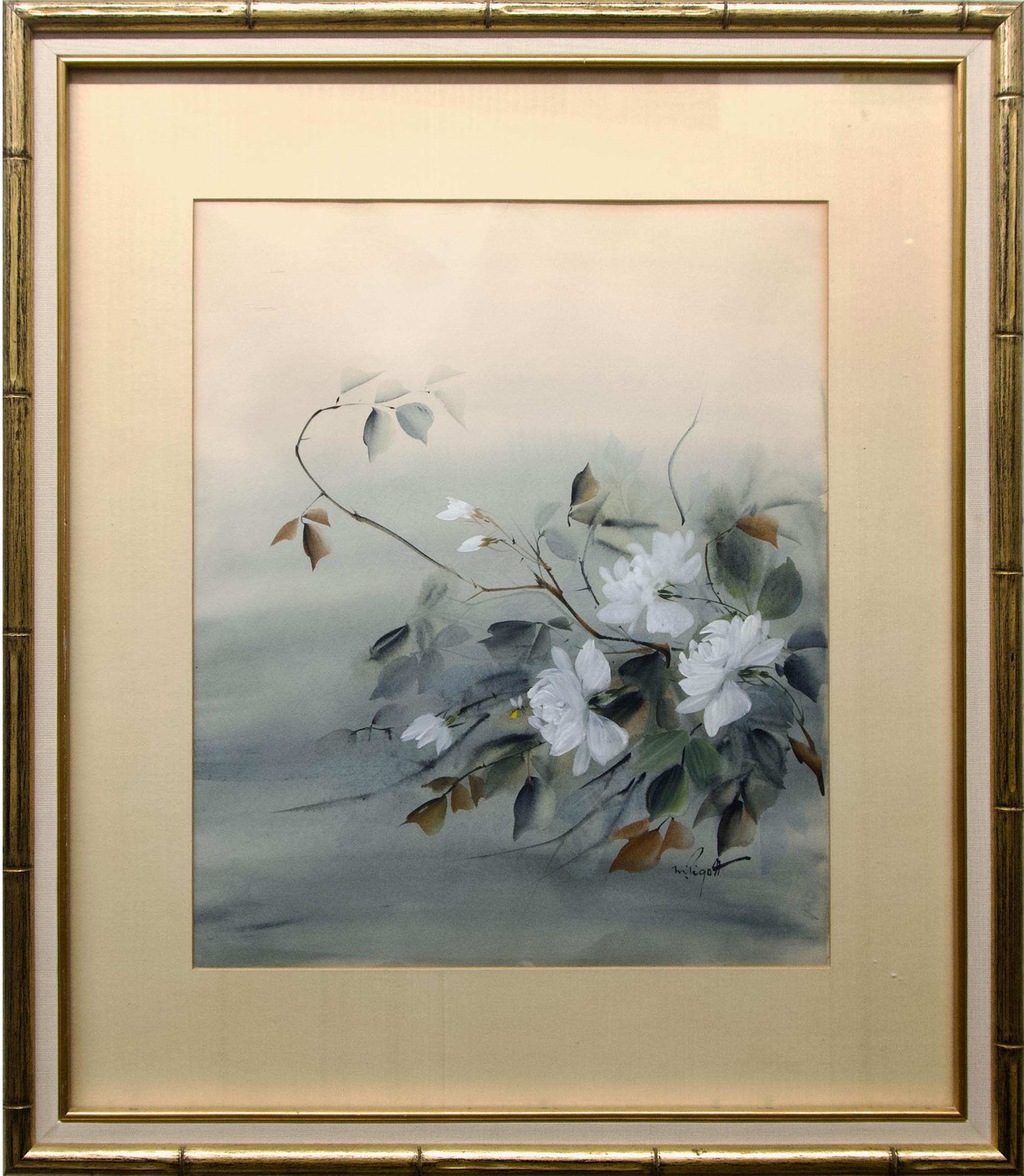 Marjorie Pigott (1904-1990) - Untitled (White Flowers With Bee)