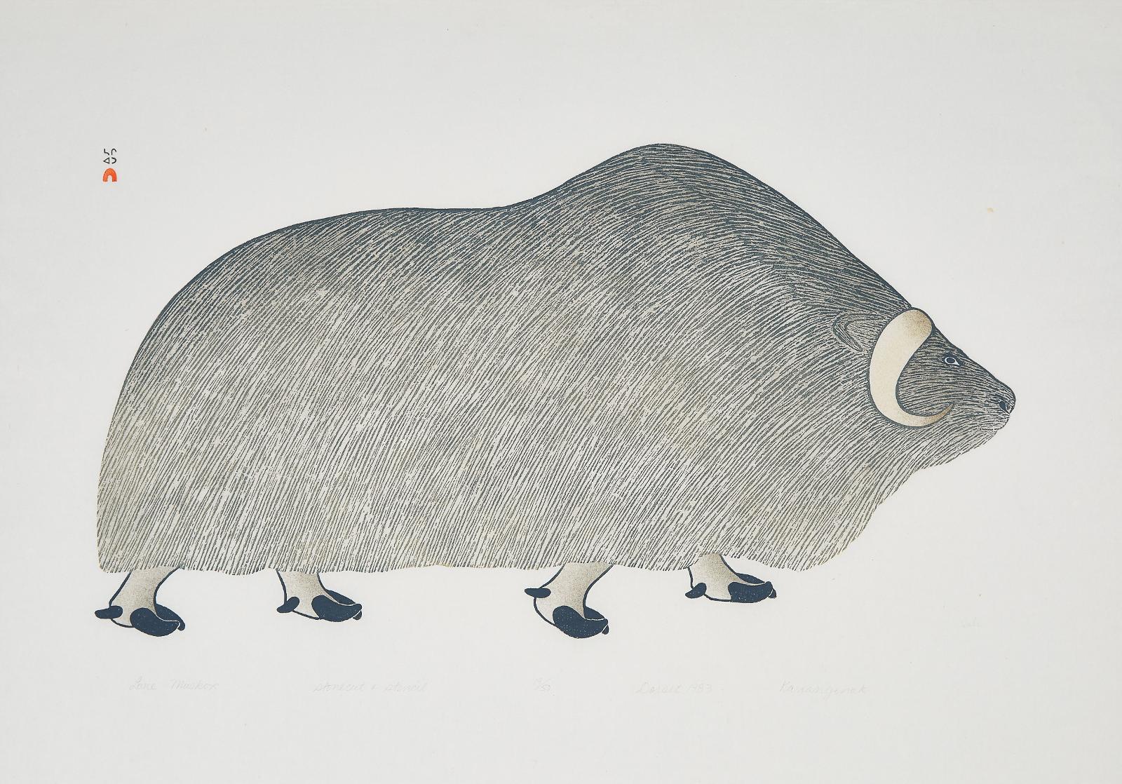 Kananginak Pootoogook (1935-2010) - Lone Musk Ox