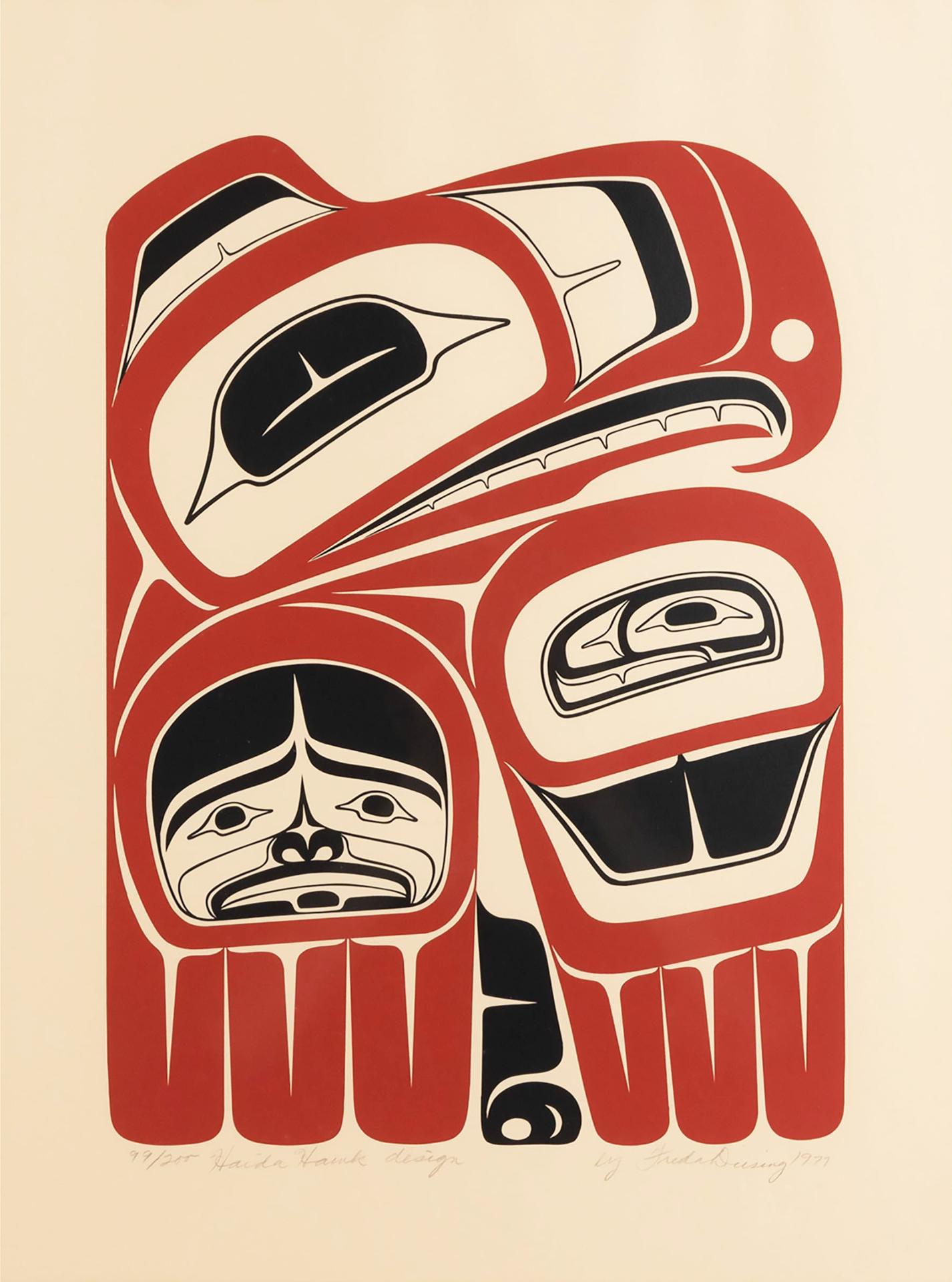 Freda Diesing (1925-2002) - Haida Hawk Design, 1977
