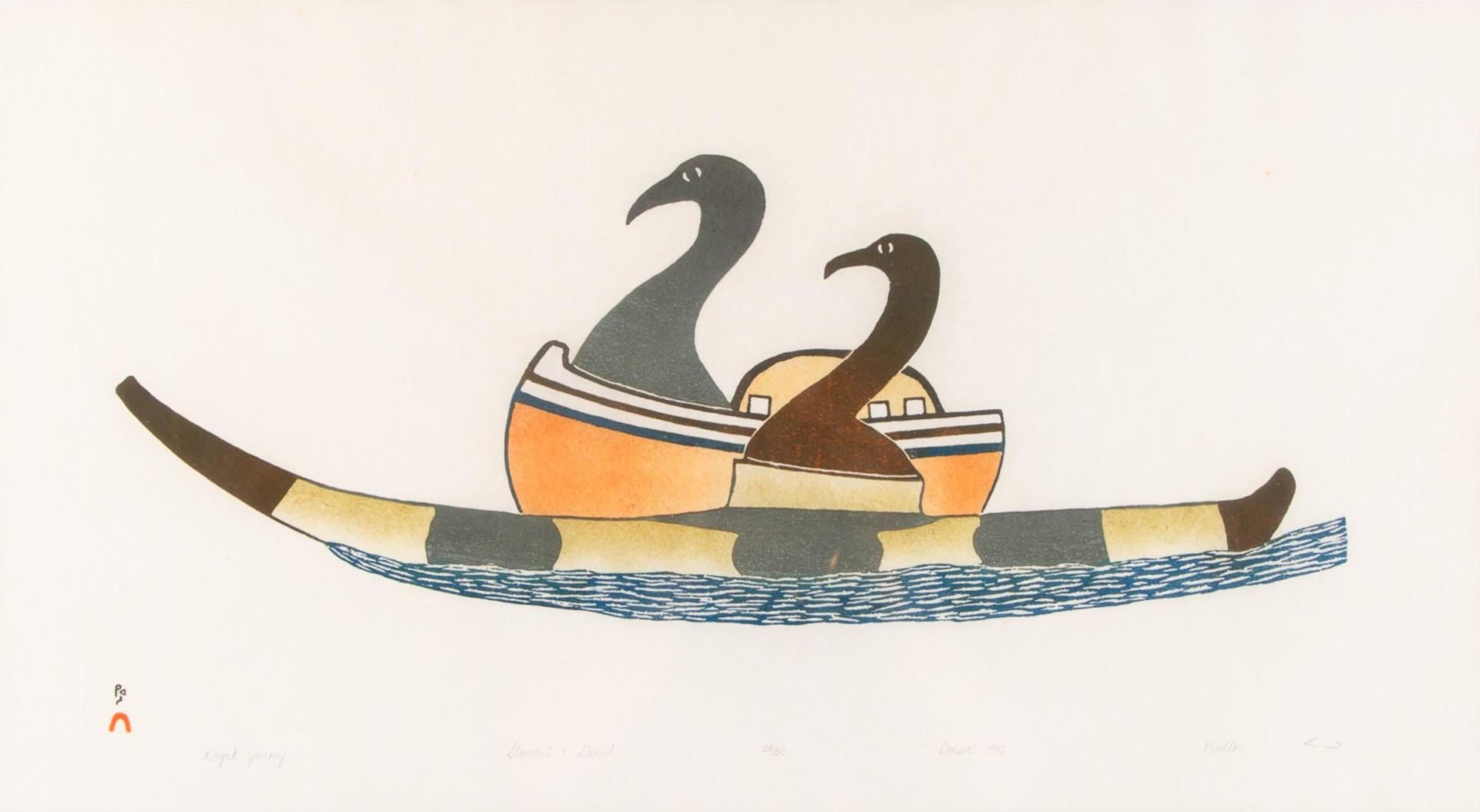 Pudlo Pudlat (1916-1992) - Kayak Journey, 1990