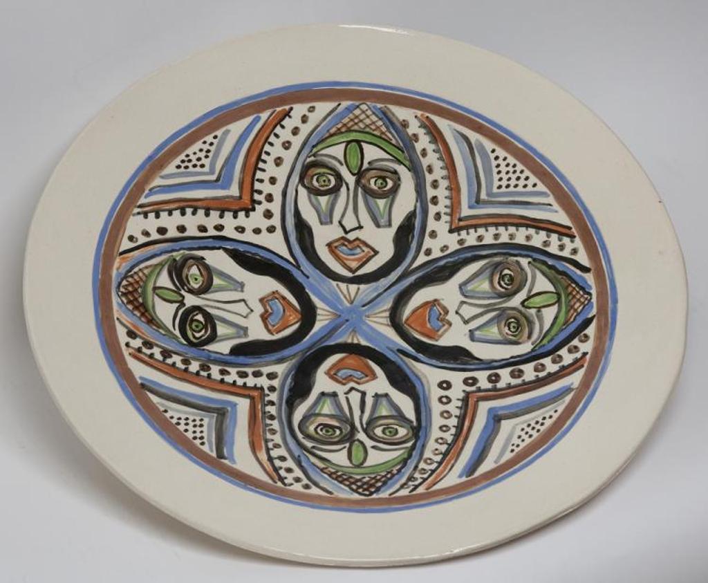 Maria Gakovic (1913-1999) - Untitled - Plate with Tribal Masks