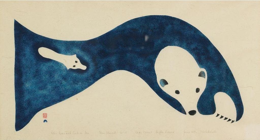 Niviaxie (1908-1959) - Polar Bear And Cub In Ice