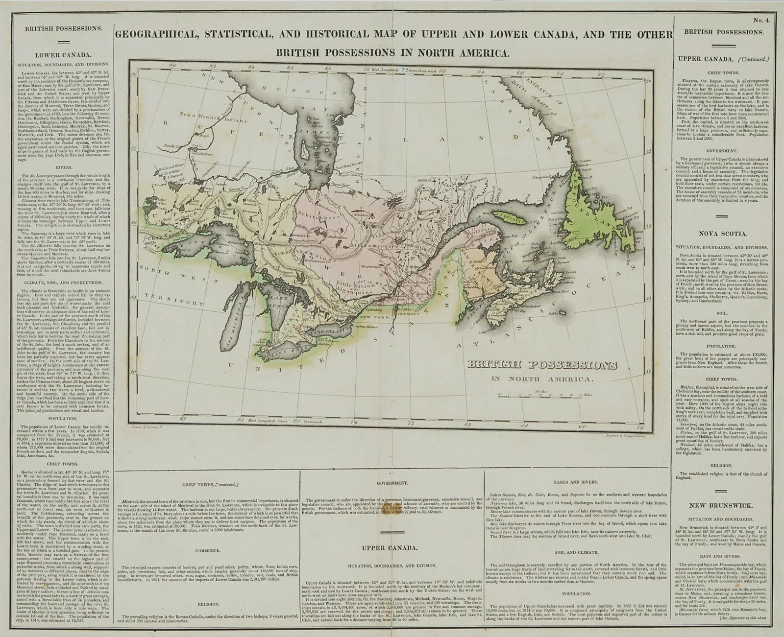 Fielding Lucas Jr (1781-1854) - Geographical, Statistical, And Historical Map Of Upper And Lower Canada, And The Other British Possessions In North America