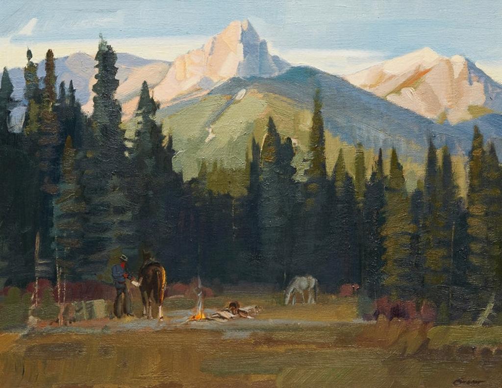 Peter Maxwell Ewart (1918-2001) - Breaking Camp Near Canmore