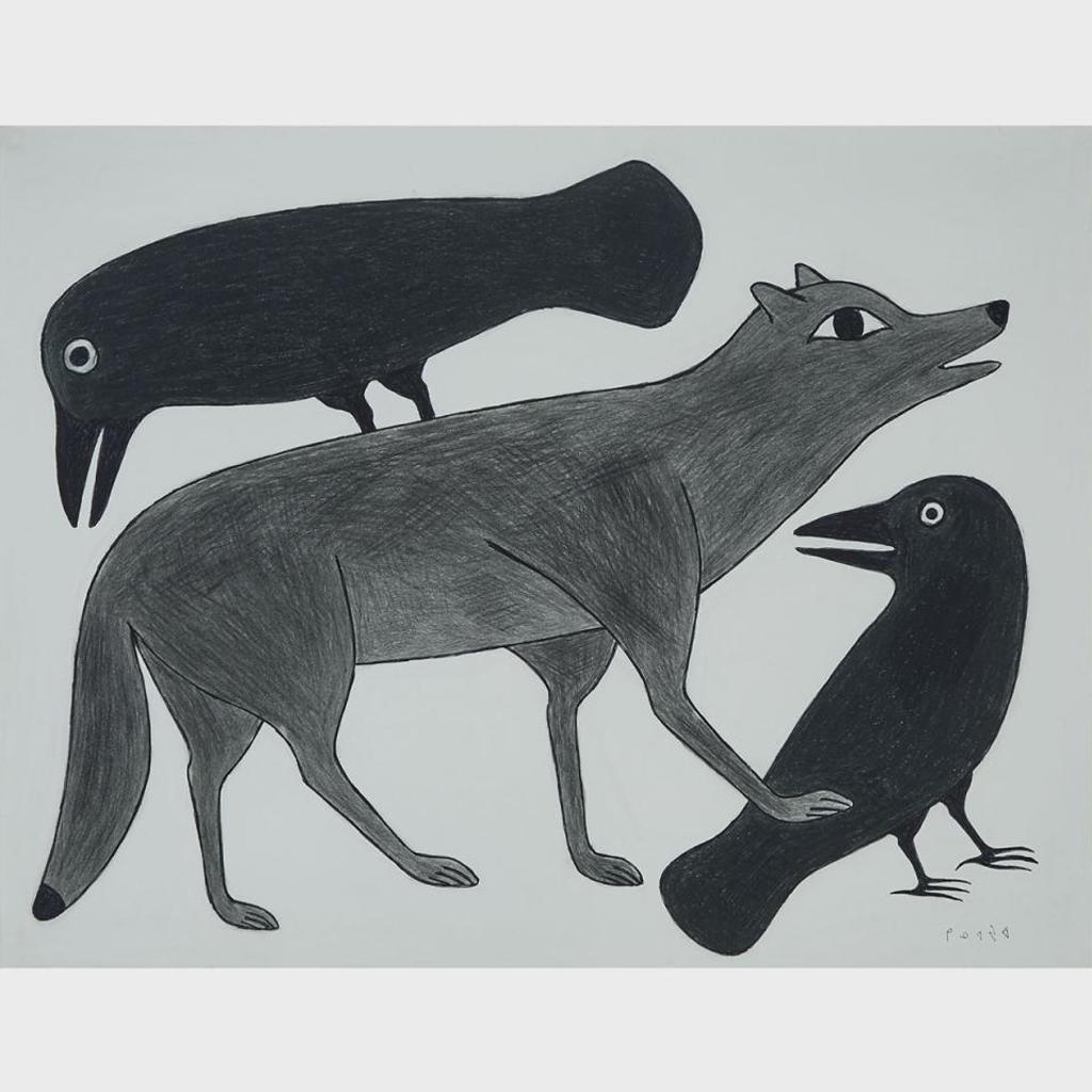 Kenojuak Ashevak (1927-2013) - Dog And Ravens