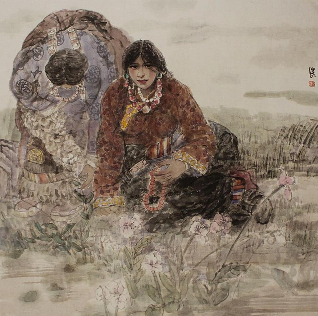 Ren Jimin (1959) - Mother & Daughter Praying