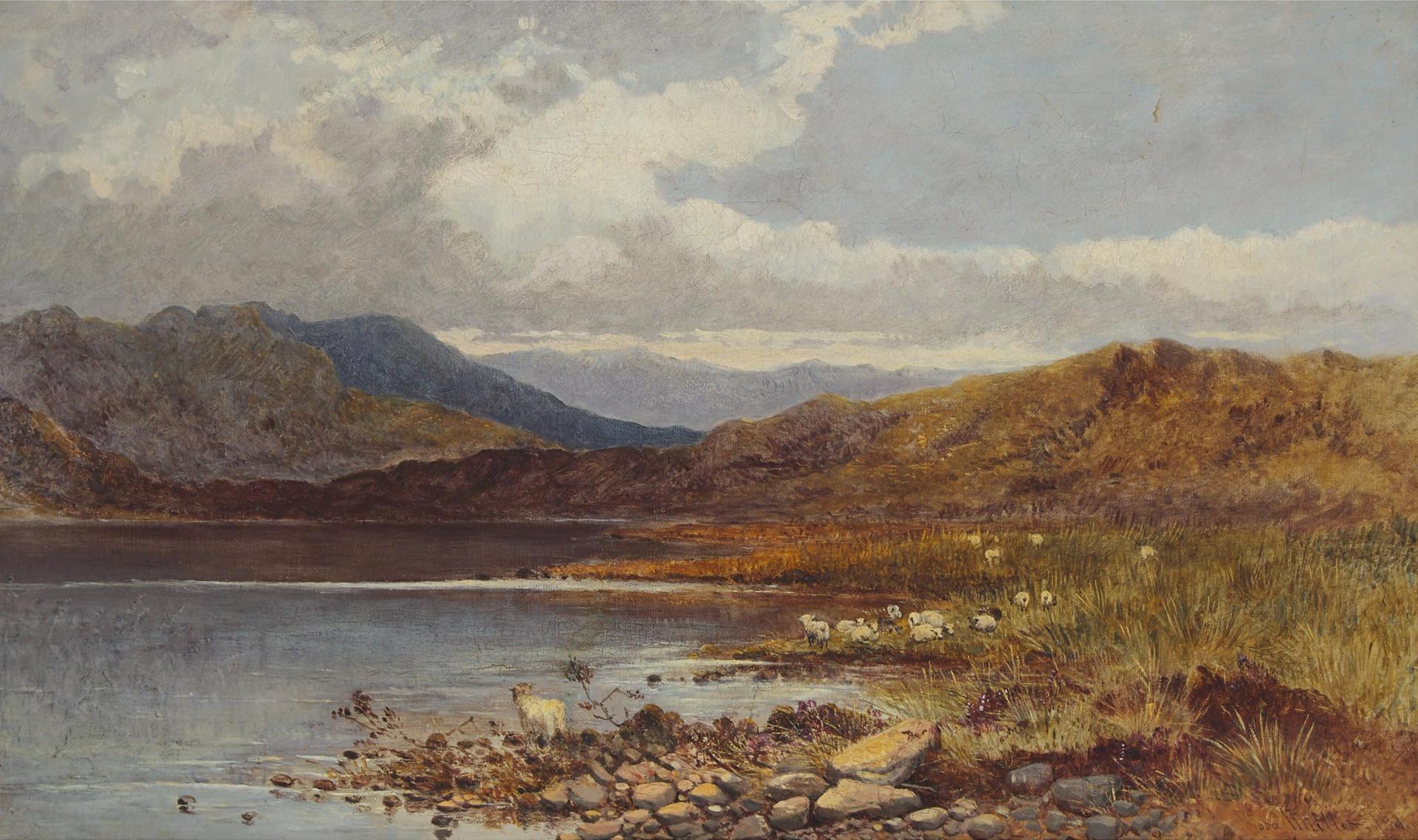 Rosa Müller (1866-1880) - Sheep Grazing In A Highland Lake, 1881
