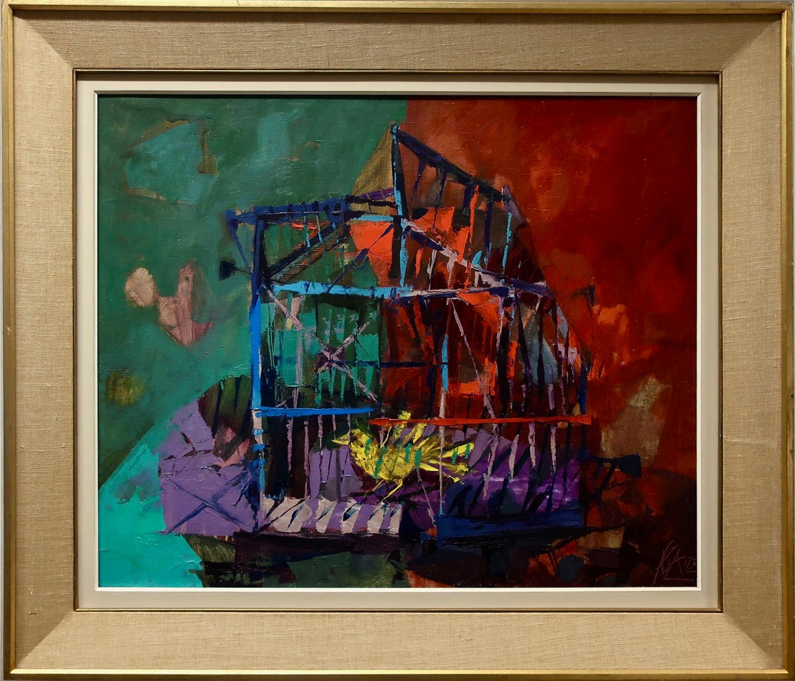Miguel Ibarz (1920-1987) - La Cage (Bird In A Cage), 1963
