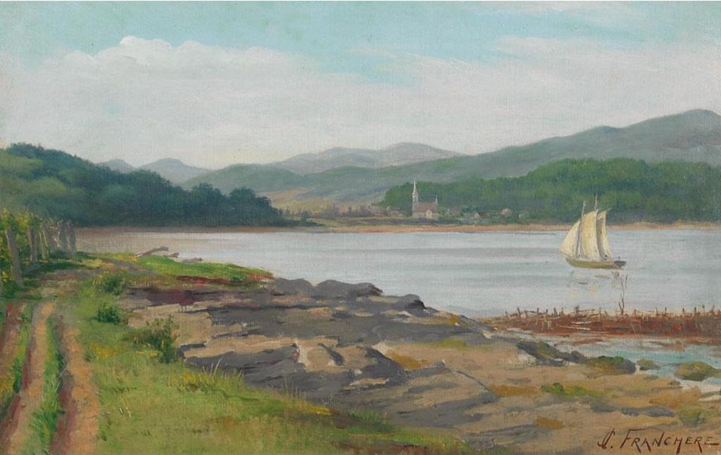 Joseph Charles Franchere (1866-1921) - Lake Scene With Sailboat
