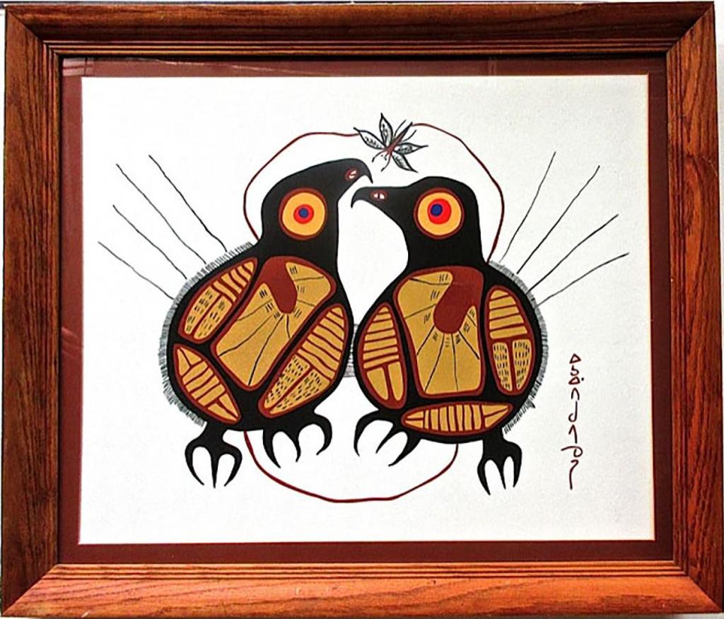 Norval H. Morrisseau (1931-2007) - Two Birds And A Butterfly