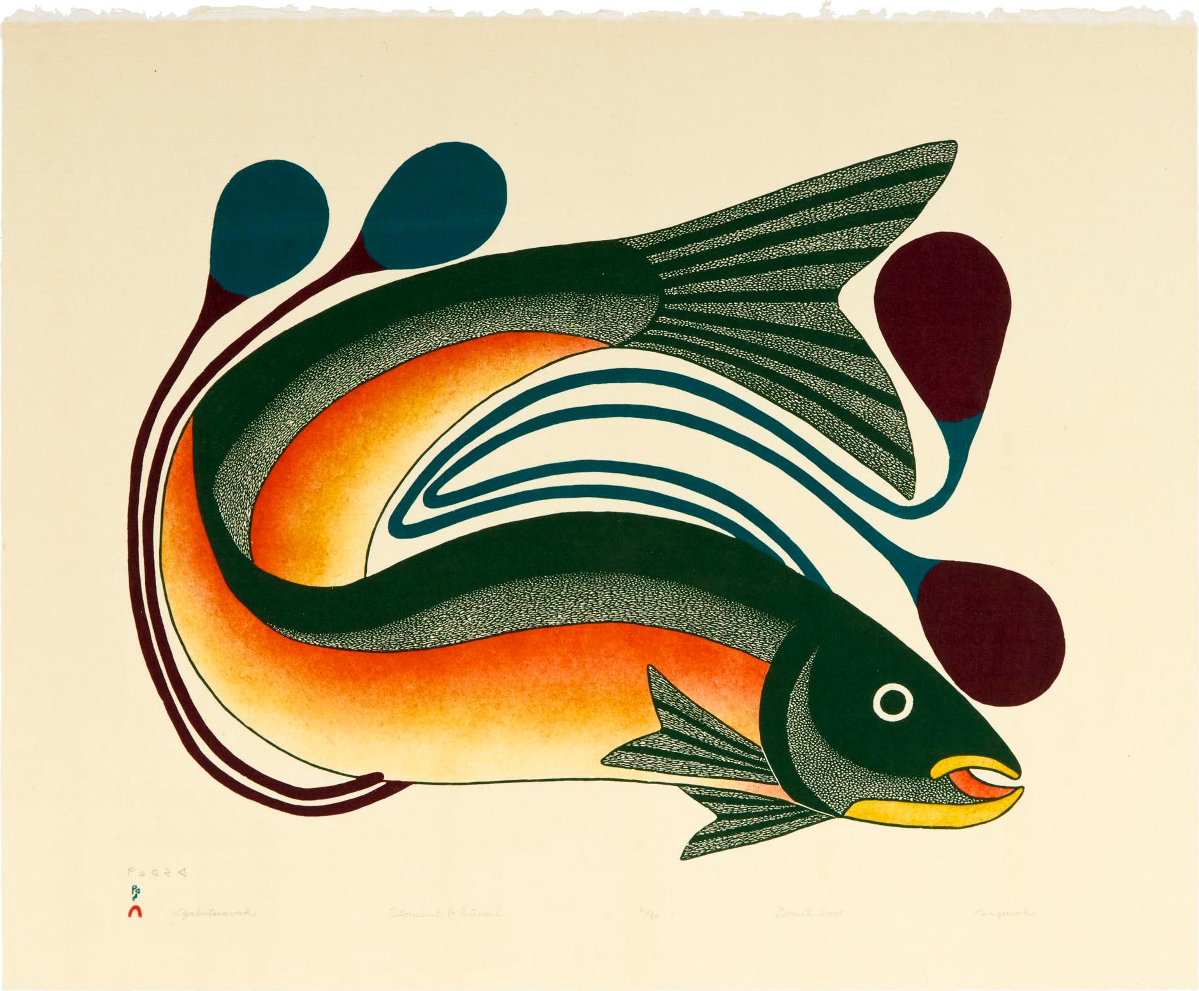 Kenojuak Ashevak (1927-2013) - Iqalutsiavak (Beautiful Fish), 2005