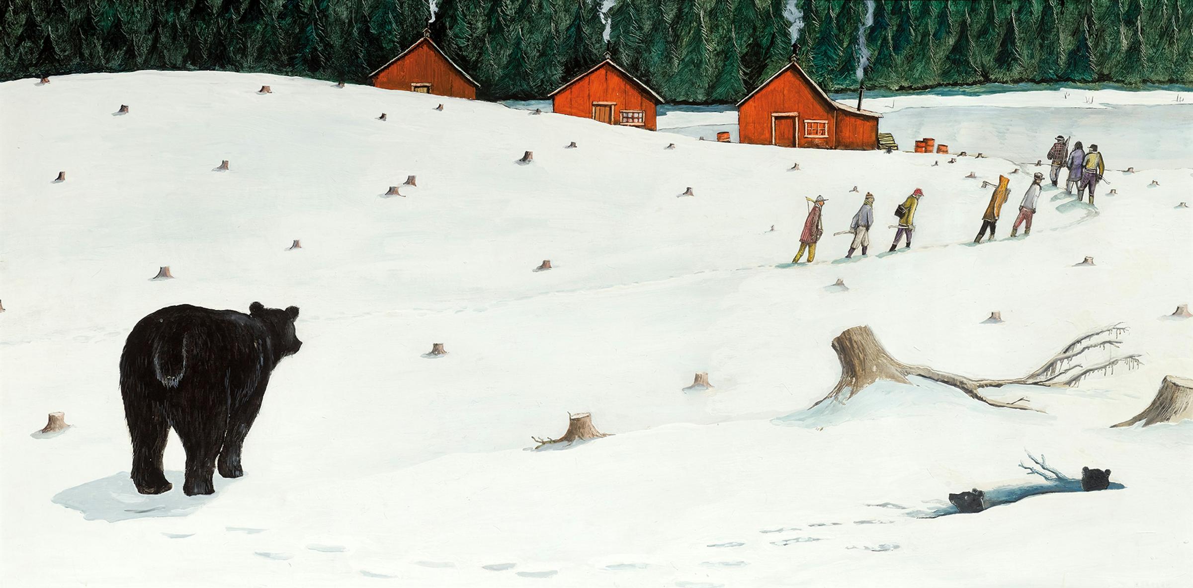 William Kurelek (1927-1977) - Lumberjacks Returning to Camp