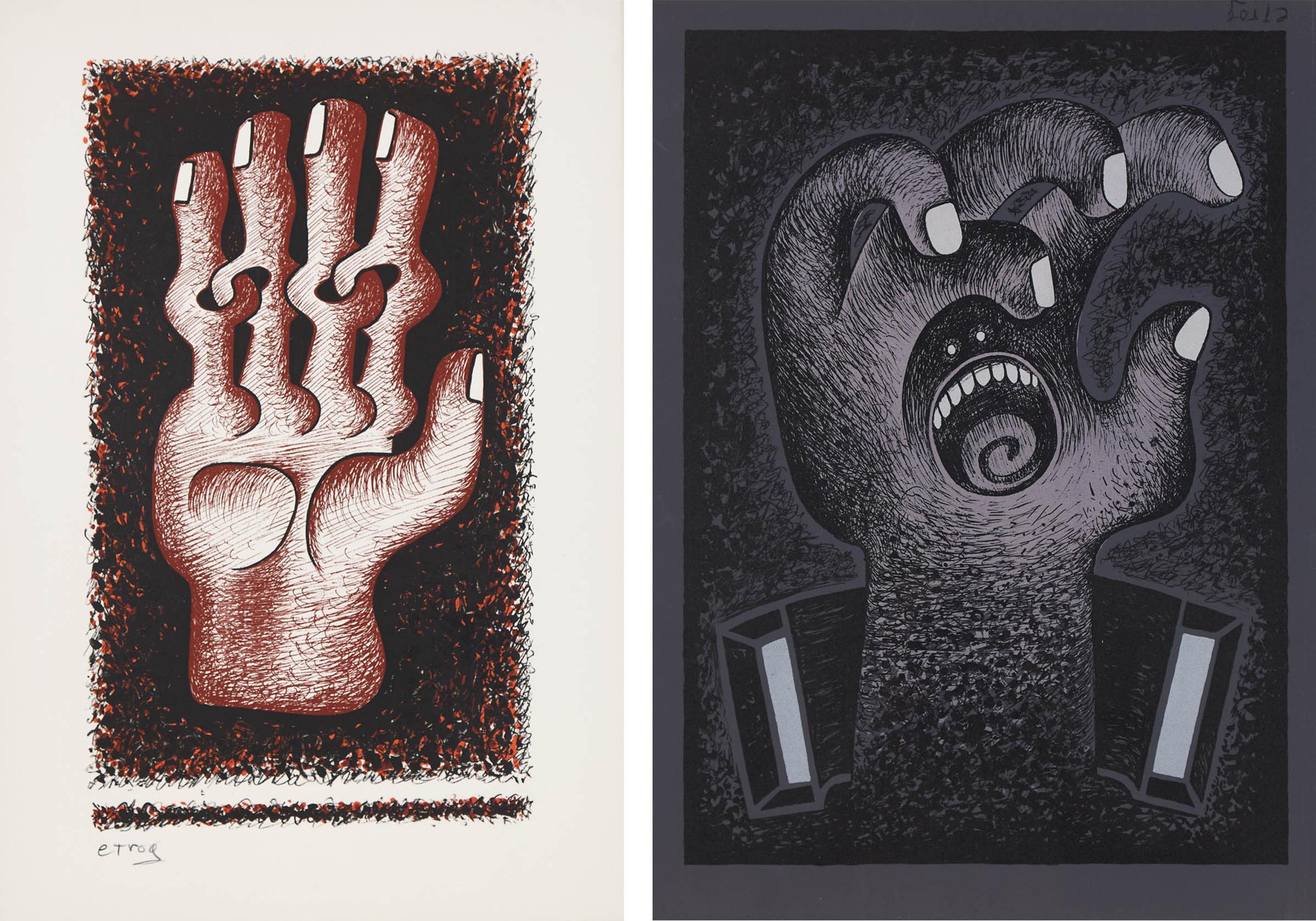 Sorel Etrog (1933-2014) - Untitled (Hand With Links); Untitled (Mouth In Hand)