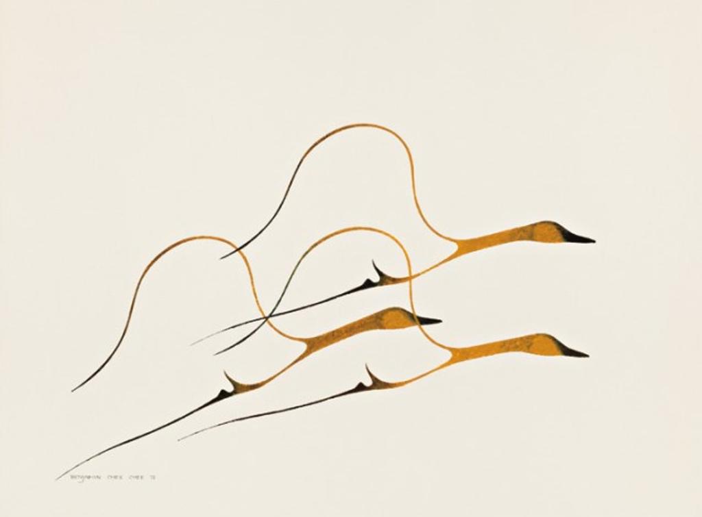 Benjamin Chee Chee (1944-1977) - Ojibwa, Three Flying Geese, 1975