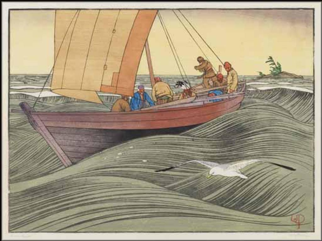 Walter Joseph (W.J.) Phillips (1884-1963) - York Boat on Lake Winnipeg